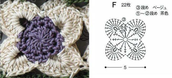 Схема вязания цветка 10